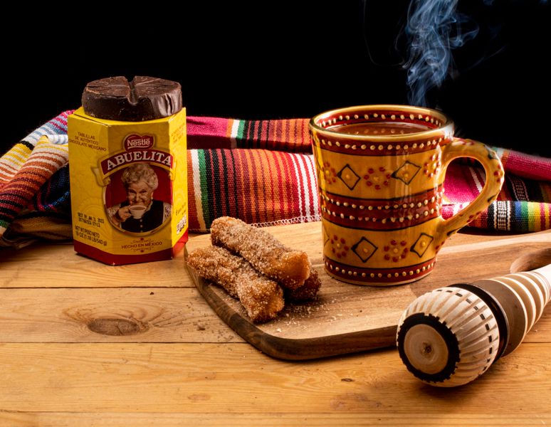Churros with chocolate dipping sauce at GYG